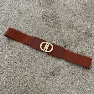 SHEIN Elegant Brown Belt with Gold Buckle O/S